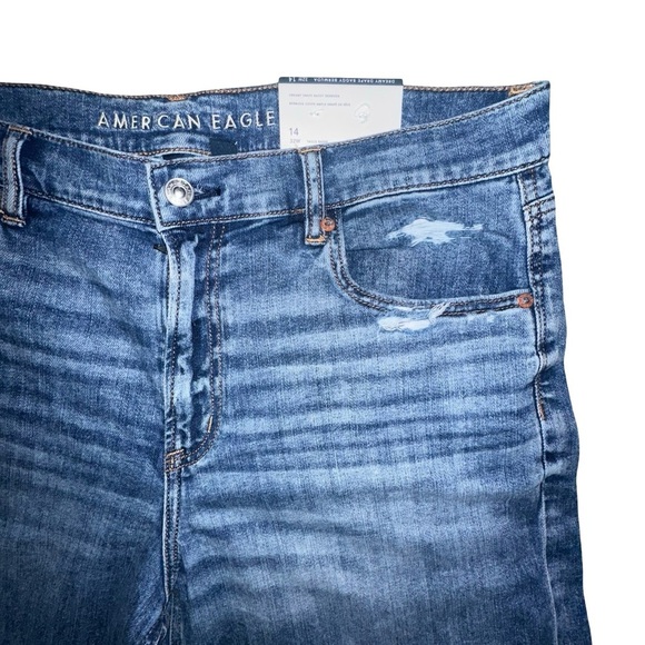 AE Dreamy Drape Baggy Bermuda Distressed Shorts Size 14/32W NWT - Picture 6 of 11